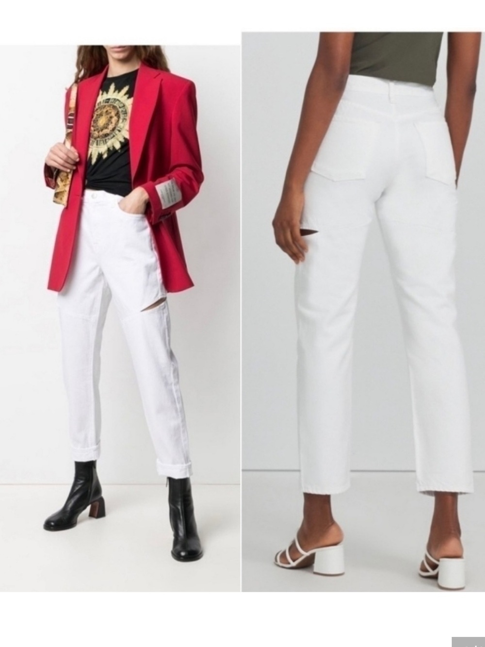 J Brand White Denim Cut Out Boyfriend Fit - 24